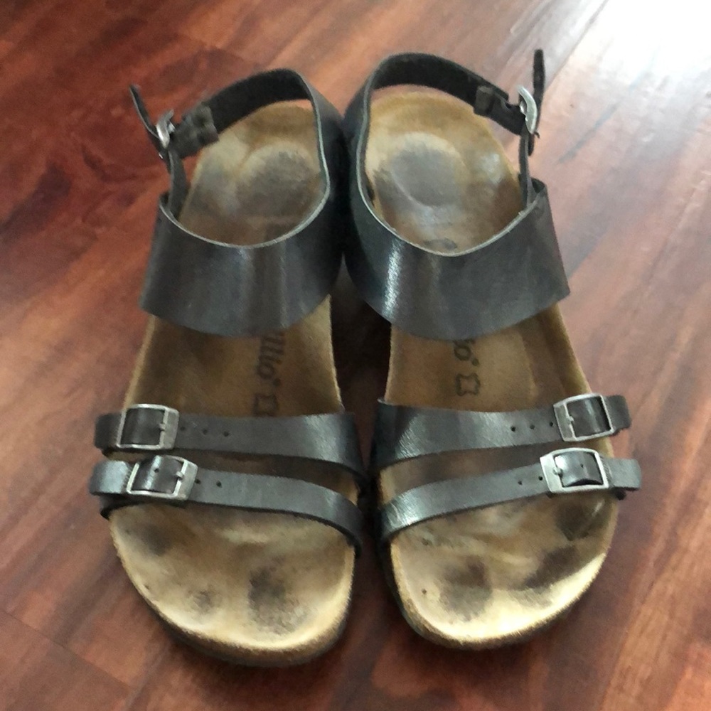 Black Papillio Lana wedge sandals size 41